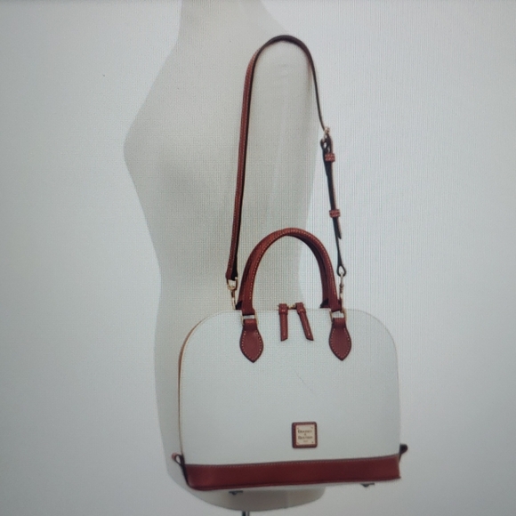 Dooney & Bourke Pebble Grain Zip Satchel White - Picture 11 of 12